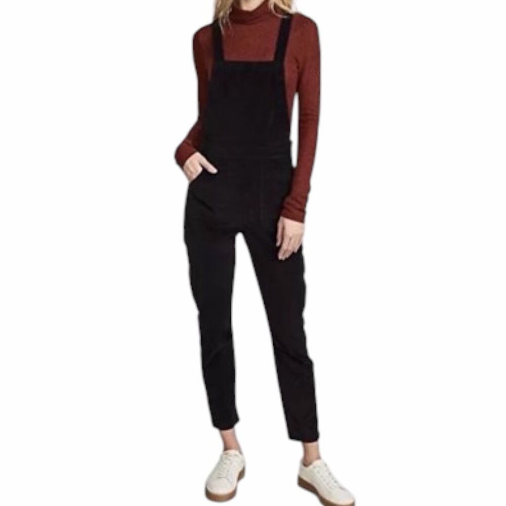 MADEWELL Women’s Black Velvet Skinny Overalls Size Medium